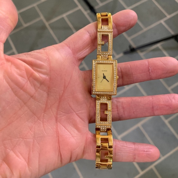 Authentic Guess Gold Tone Embellished Watch